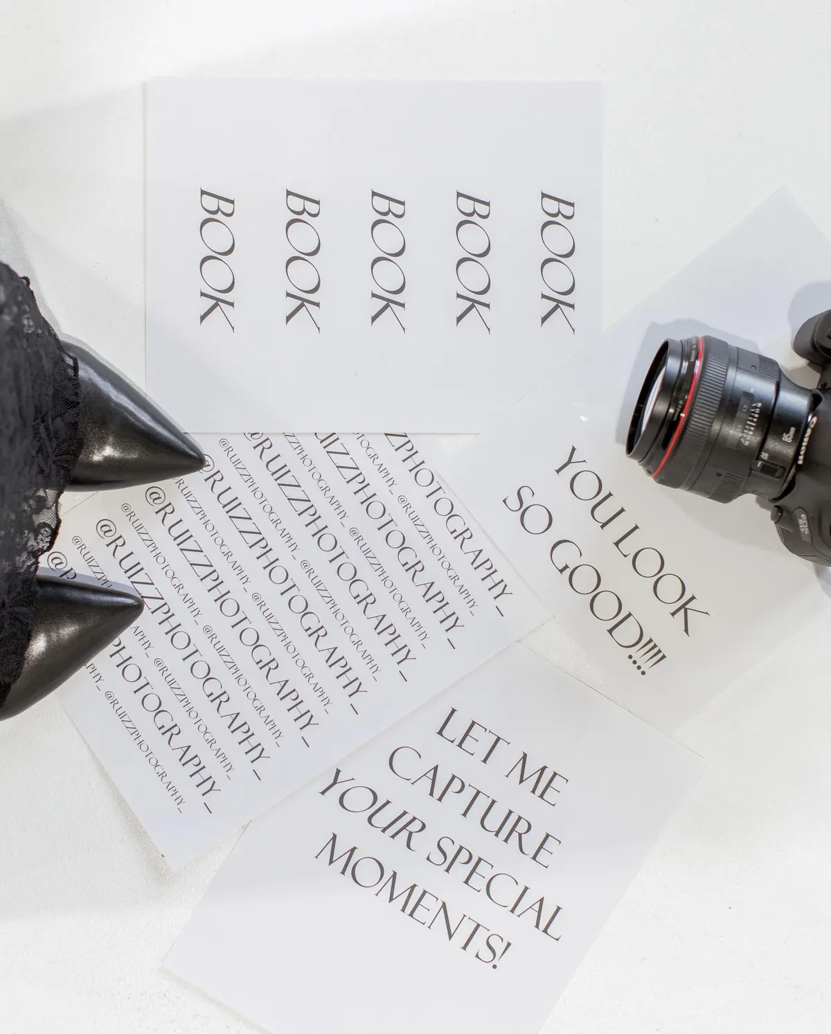 Session planning notes next to a camera lens
